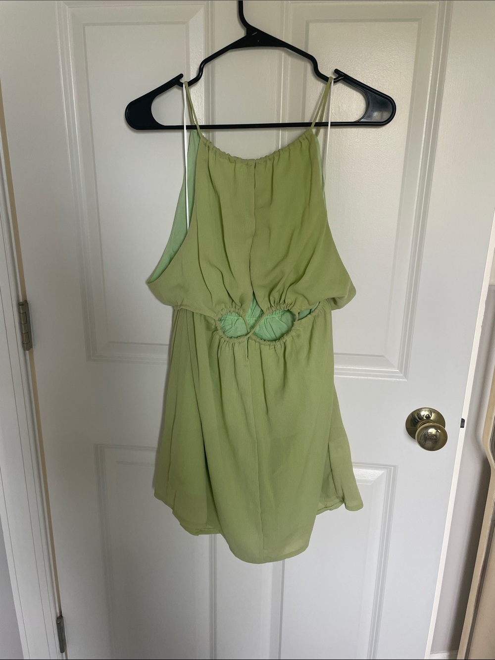 Light Sage Green Princess Polly minidress with cutout waist detail